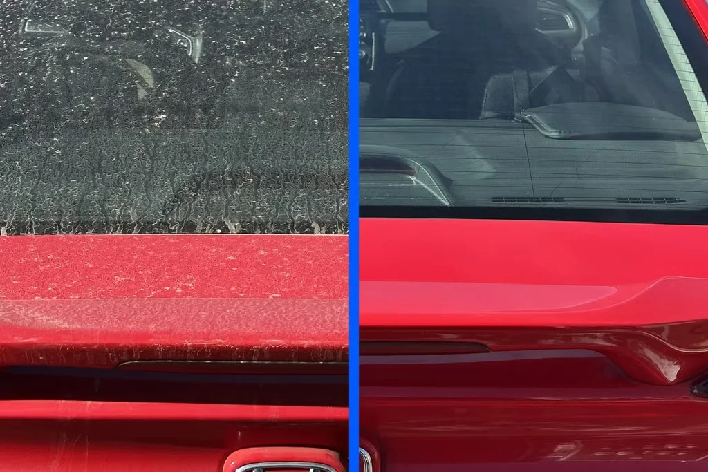 Before and after interior trim and glass cleaning
